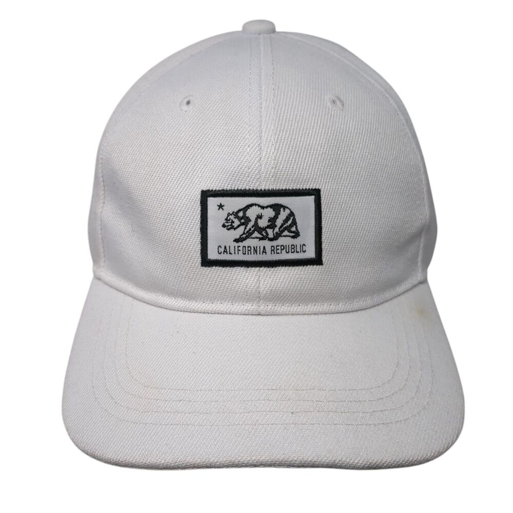 California Republic Bear Strapback Hat White OSFA Solid Embroidered